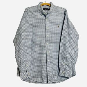 Ralph Lauren Classic Fit Tattersal Oxford Shirt Blue White Multi Size X-Large